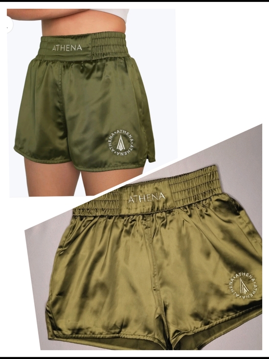 Athena Pants - ATHENA Olive Satin Women's Shorts